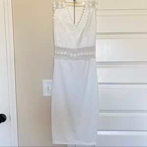 *Sold* White Floral Bodycon Mesh Dress